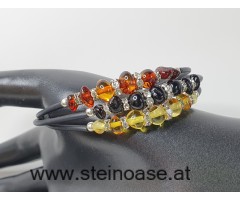 Armband Spirale Bernstein + Glitzer 3-reihig  